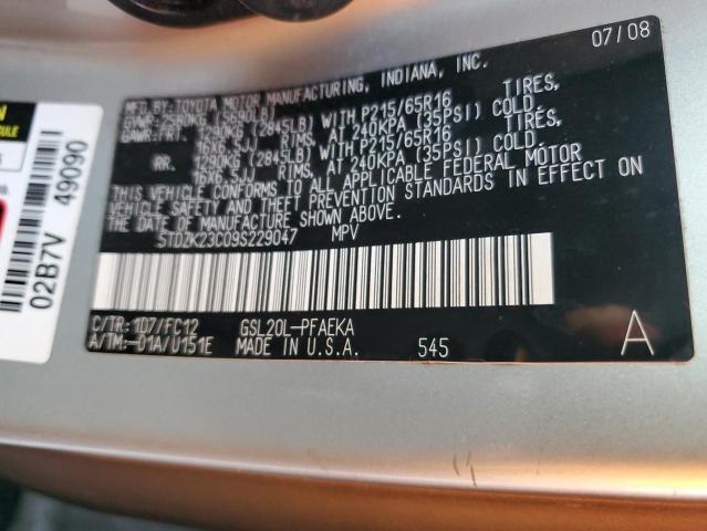 Photo 12 VIN: 5TDZK23C09S229047 - TOYOTA SIENNA CE 