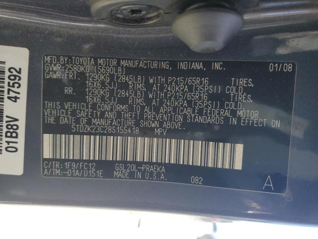 Photo 12 VIN: 5TDZK23C28S155418 - TOYOTA SIENNA CE 