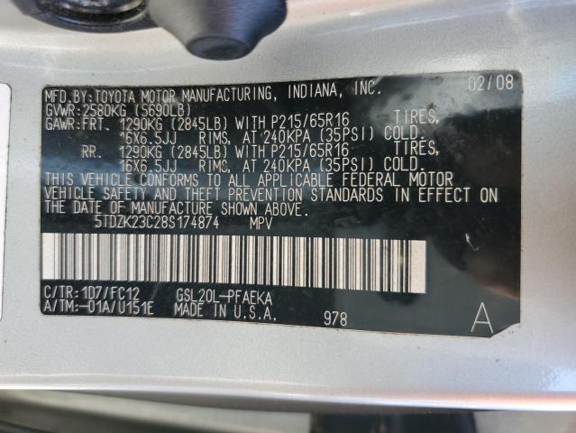 Photo 12 VIN: 5TDZK23C28S174874 - TOYOTA SIENNA CE 