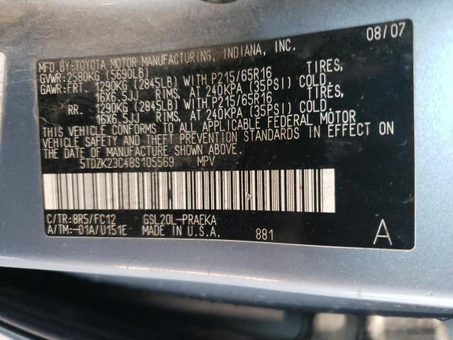 Photo 11 VIN: 5TDZK23C48S105569 - TOYOTA SIENNA CE 