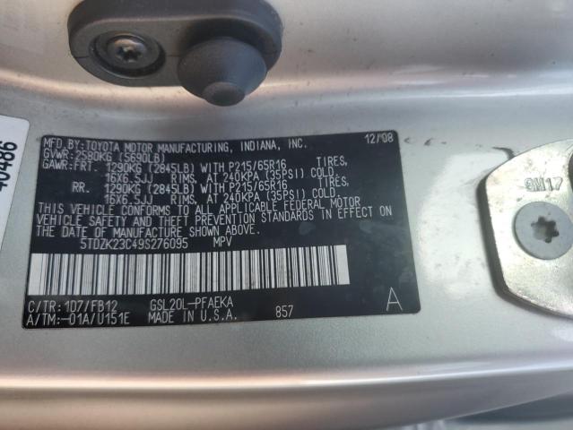 Photo 12 VIN: 5TDZK23C49S276095 - TOYOTA SIENNA CE 