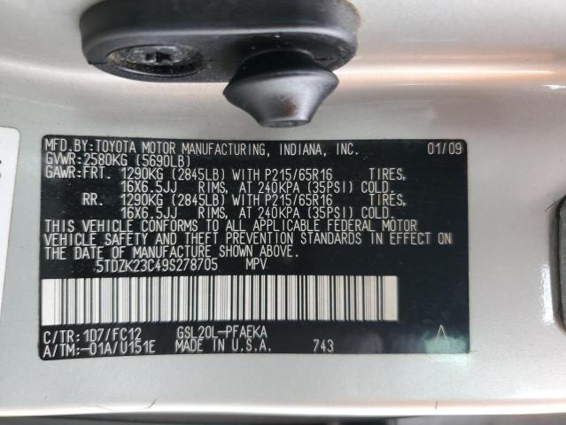 Photo 12 VIN: 5TDZK23C49S278705 - TOYOTA SIENNA CE 