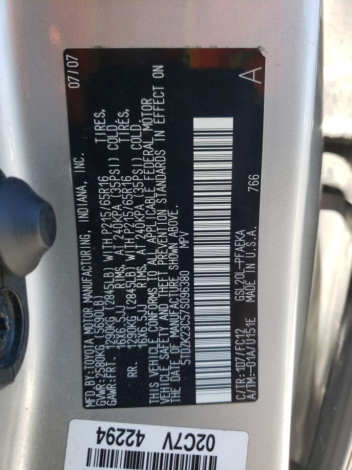 Photo 12 VIN: 5TDZK23C57S096380 - TOYOTA SIENNA 