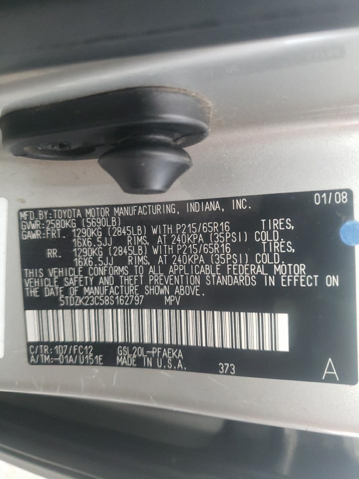 Photo 12 VIN: 5TDZK23C58S162797 - TOYOTA SIENNA 