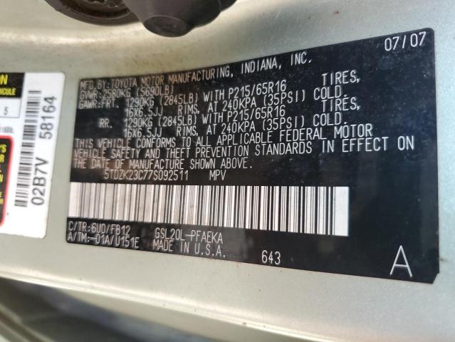 Photo 12 VIN: 5TDZK23C77S092511 - TOYOTA SIENNA CE 