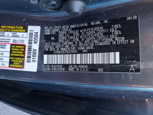 Photo 9 VIN: 5TDZK23C79S239493 - TOYOTA SIENNA CE 