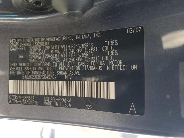 Photo 12 VIN: 5TDZK23C87S049702 - TOYOTA SIENNA CE 