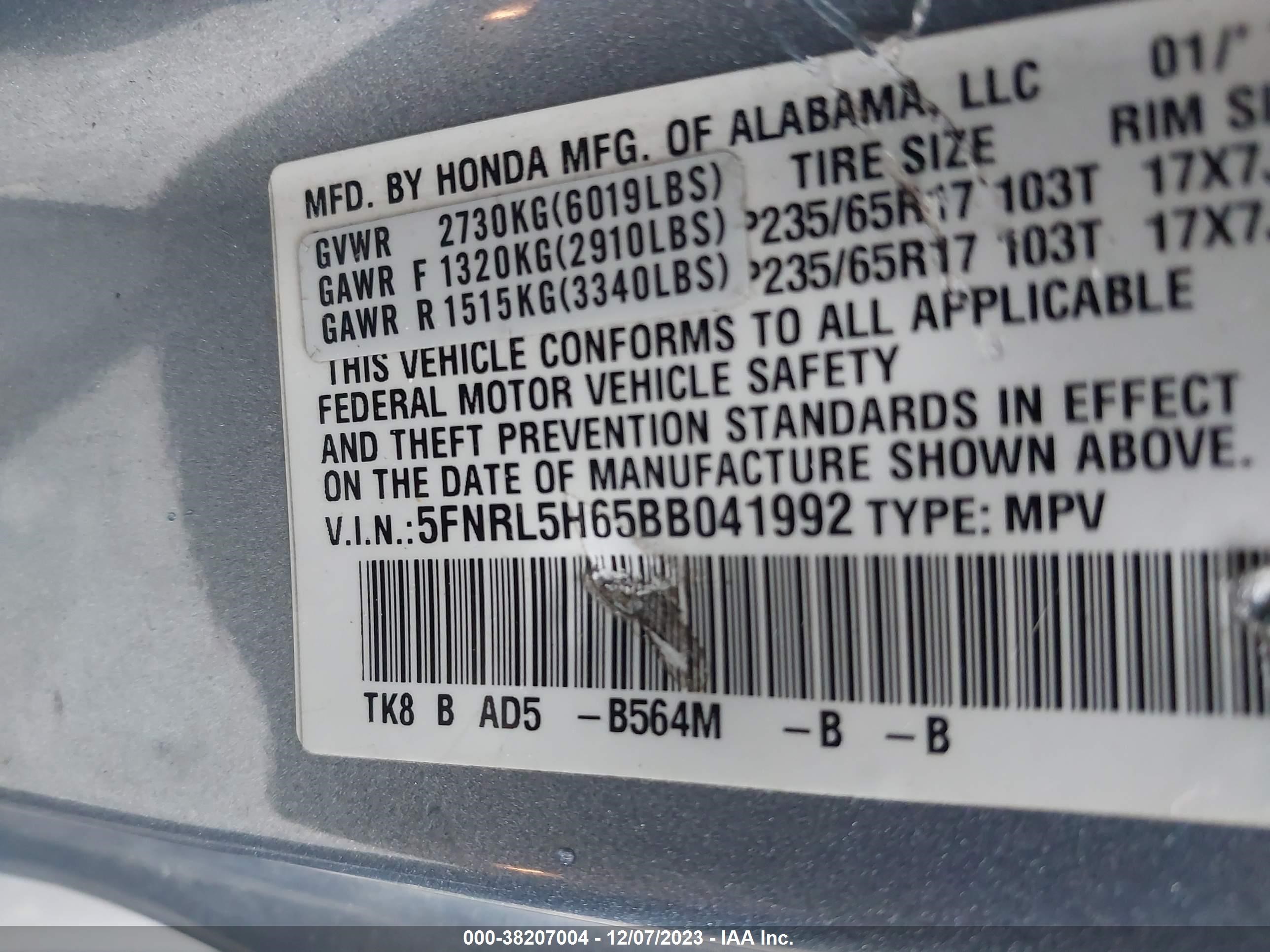 Photo 8 VIN: 5TDZK23C88S121760 - TOYOTA SIENNA 