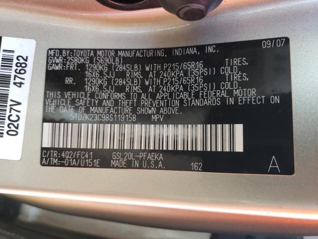 Photo 12 VIN: 5TDZK23C98S119158 - TOYOTA SIENNA CE 