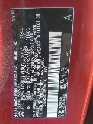 Photo 12 VIN: 5TDZK3DC1BS004338 - TOYOTA SIENNA 