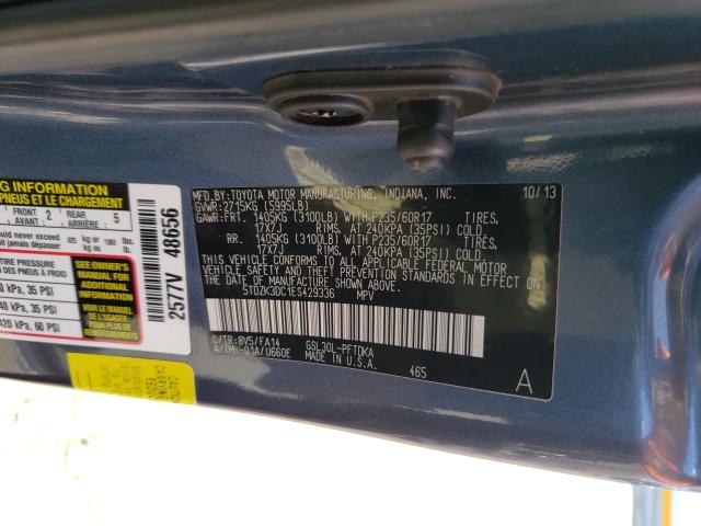 Photo 9 VIN: 5TDZK3DC1ES429336 - TOYOTA SIENNA 