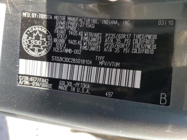 Photo 9 VIN: 5TDZK3DC2BS018104 - TOYOTA SIENNA 