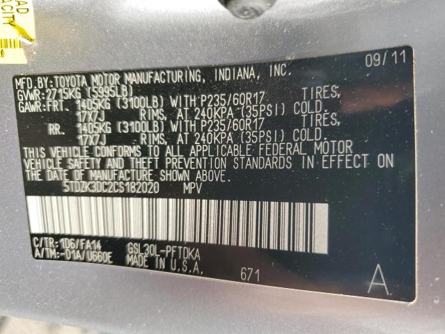 Photo 13 VIN: 5TDZK3DC2CS182020 - TOYOTA SIENNA 