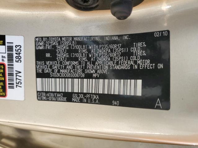 Photo 13 VIN: 5TDZK3DC6BS008708 - TOYOTA SIENNA 