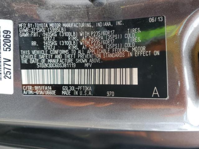 Photo 12 VIN: 5TDZK3DC6DS381119 - TOYOTA SIENNA 