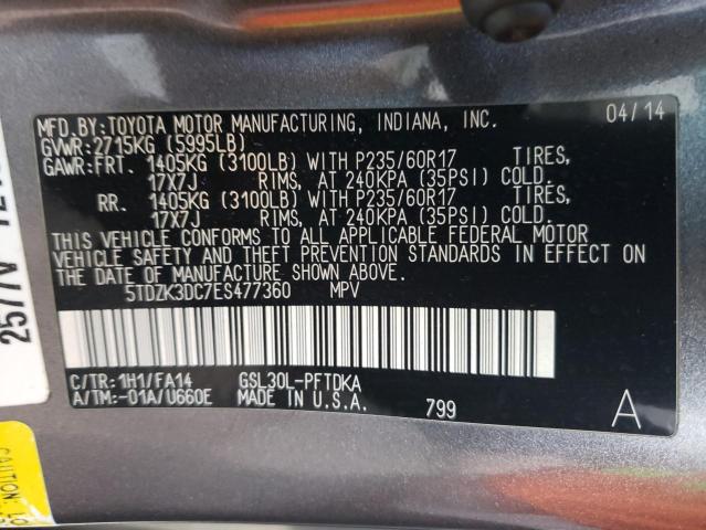 Photo 13 VIN: 5TDZK3DC7ES477360 - TOYOTA SIENNA 