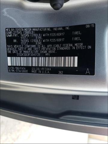 Photo 9 VIN: 5TDZK3DC8FS646139 - TOYOTA SIENNA 