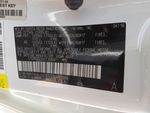 Photo 9 VIN: 5TDZK3DC8GS730852 - TOYOTA SIENNA 