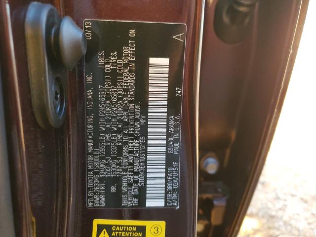 Photo 12 VIN: 5TDZK3EH1DS112195 - TOYOTA HIGHLANDER 