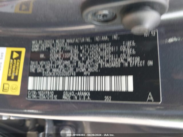 Photo 8 VIN: 5TDZK3EH2DS095746 - TOYOTA HIGHLANDER 