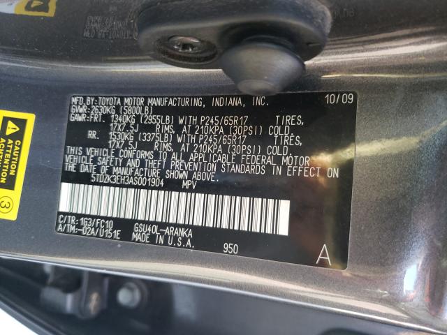 Photo 9 VIN: 5TDZK3EH3AS001904 - TOYOTA HIGHLANDER 