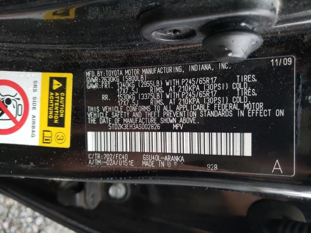 Photo 9 VIN: 5TDZK3EH3AS002826 - TOYOTA HIGHLANDER 