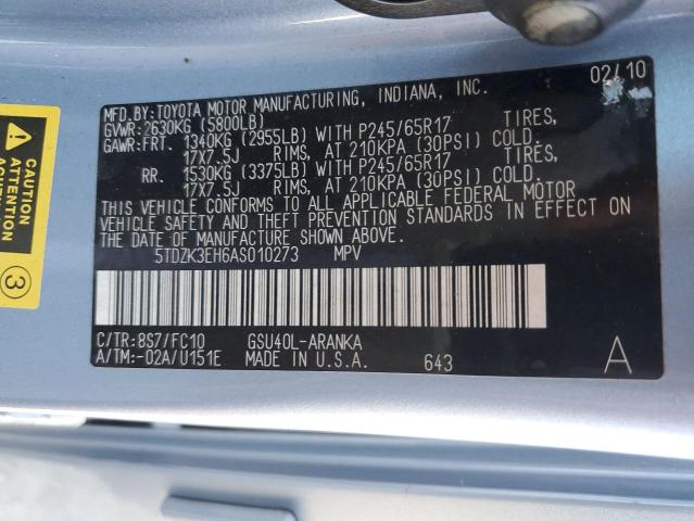 Photo 13 VIN: 5TDZK3EH6AS010273 - TOYOTA HIGHLANDER 