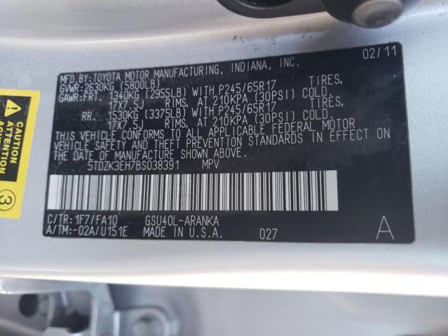 Photo 12 VIN: 5TDZK3EH7BS038391 - TOYOTA HIGHLANDER 