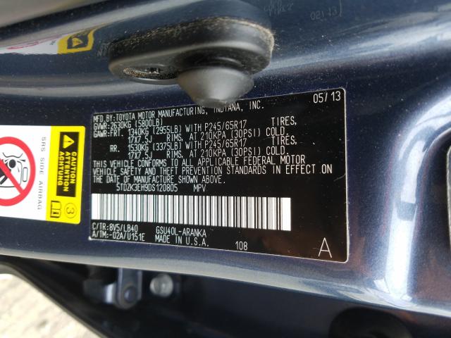 Photo 9 VIN: 5TDZK3EH9DS120805 - TOYOTA HIGHLANDER 