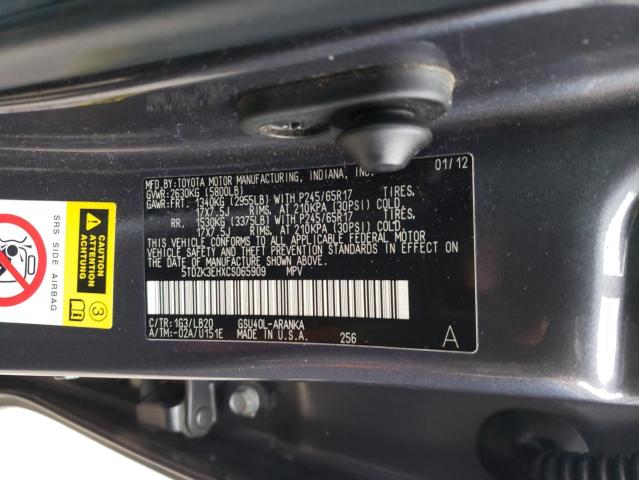 Photo 9 VIN: 5TDZK3EHXCS065909 - TOYOTA HIGHLANDER 