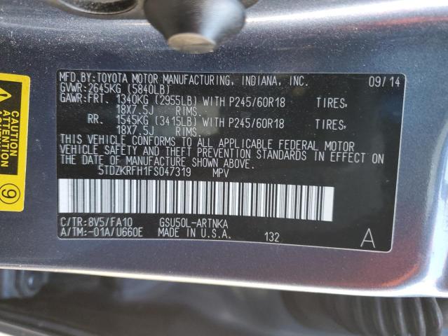 Photo 12 VIN: 5TDZKRFH1FS047319 - TOYOTA HIGHLANDER 