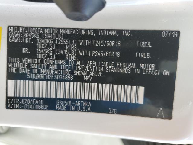 Photo 11 VIN: 5TDZKRFH2ES034898 - TOYOTA HIGHLANDER 