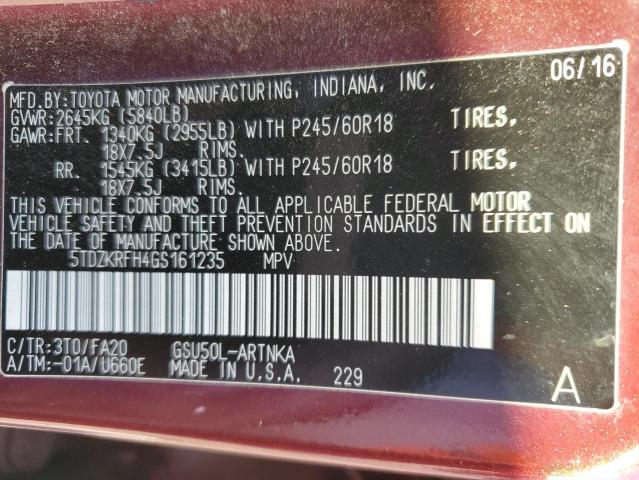 Photo 13 VIN: 5TDZKRFH4GS161235 - TOYOTA HIGHLANDER 