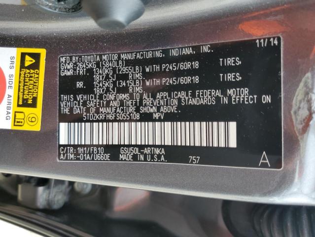 Photo 13 VIN: 5TDZKRFH6FS055108 - TOYOTA HIGHLANDER 