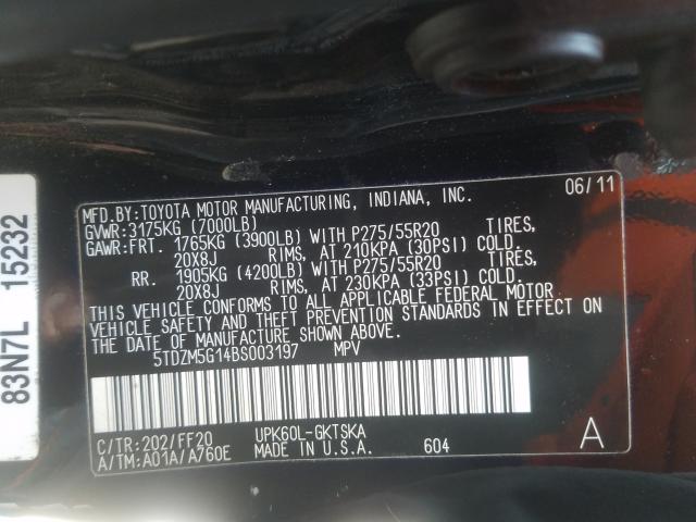 Photo 9 VIN: 5TDZM5G14BS003197 - TOYOTA SEQUOIA SR 