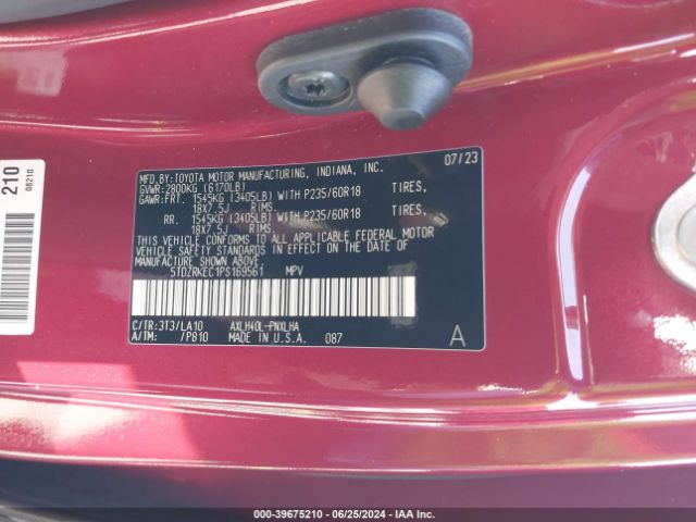 Photo 8 VIN: 5TDZRKEC1PS169561 - TOYOTA SIENNA 