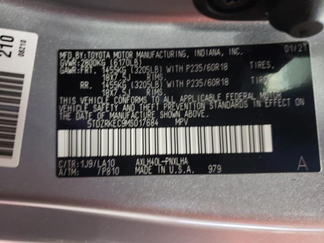 Photo 9 VIN: 5TDZRKEC9MS017684 - TOYOTA SIENNA LIM 