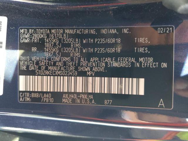 Photo 9 VIN: 5TDZRKECXMS023459 - TOYOTA SIENNA LIM 