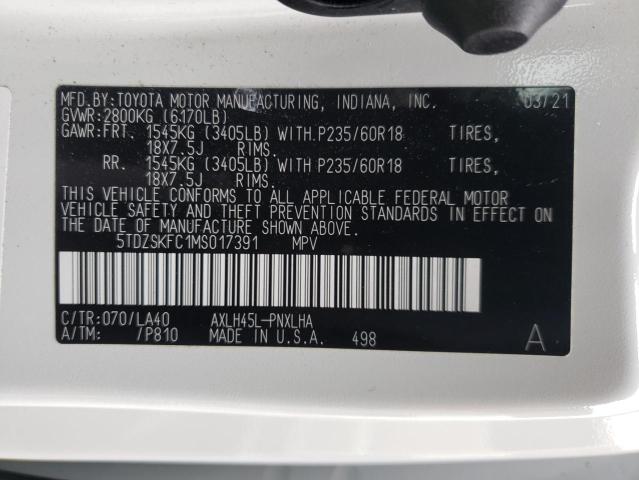 Photo 11 VIN: 5TDZSKFC1MS017391 - TOYOTA SIENNA LIM 