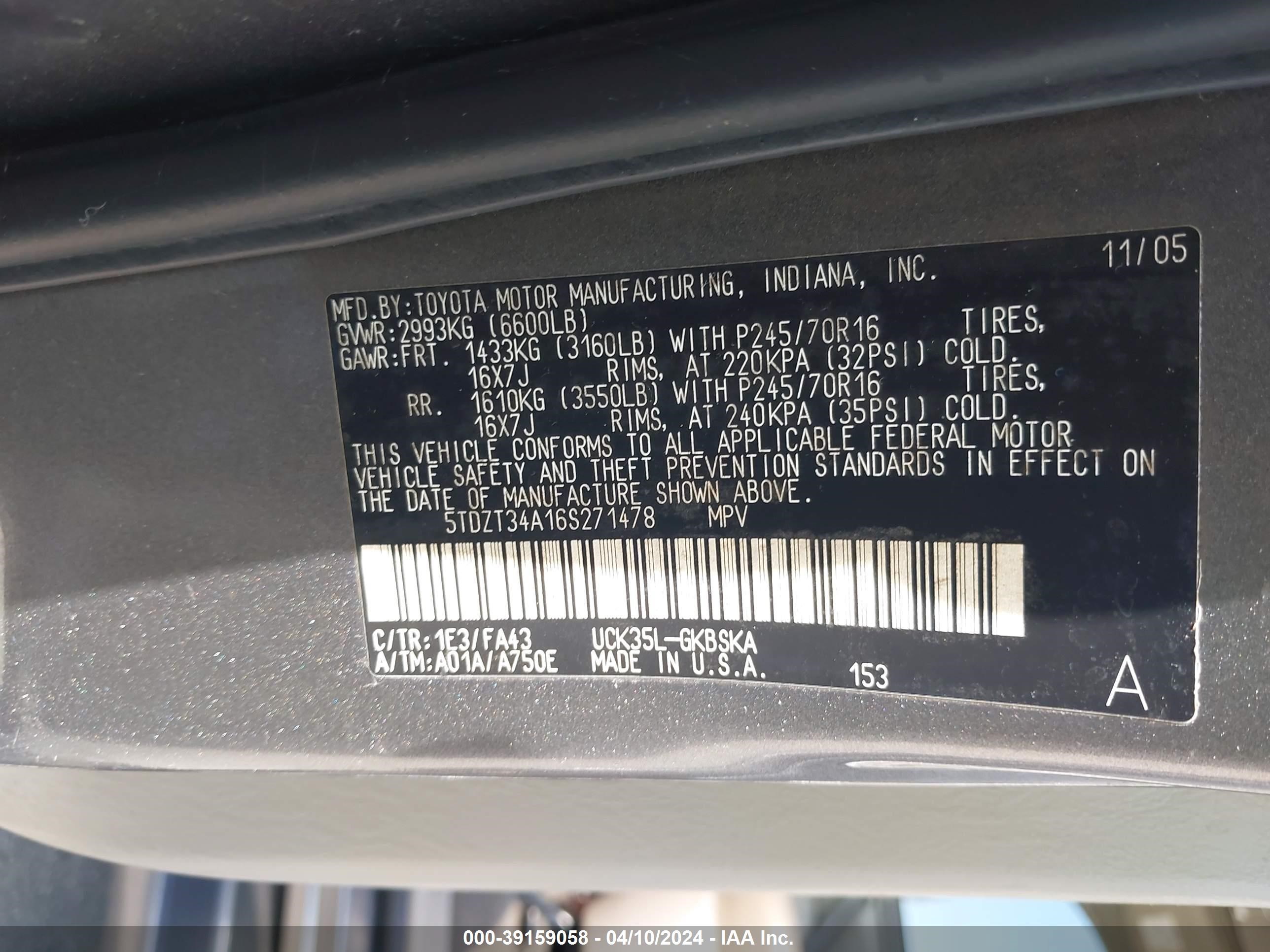 Photo 8 VIN: 5TDZT34A16S271478 - TOYOTA SEQUOIA 