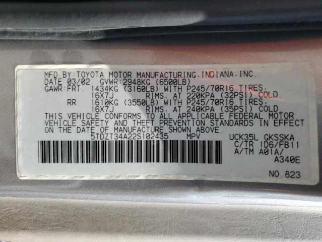 Photo 12 VIN: 5TDZT34A22S102435 - TOYOTA SEQUOIA SR 