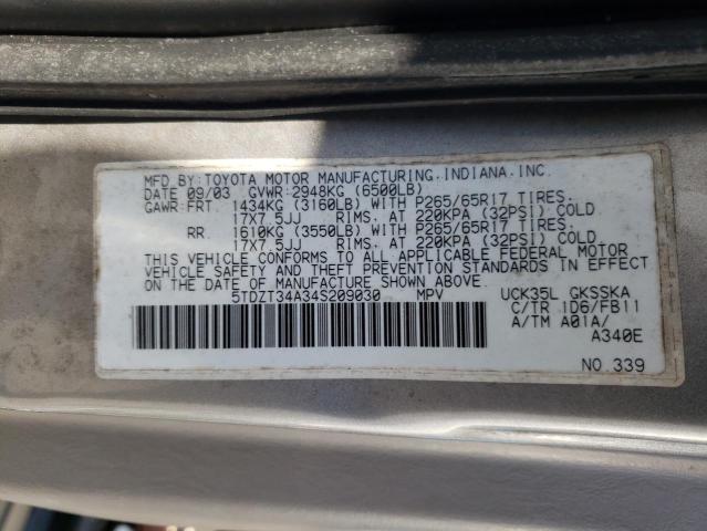 Photo 12 VIN: 5TDZT34A34S209030 - TOYOTA SEQUOIA SR 