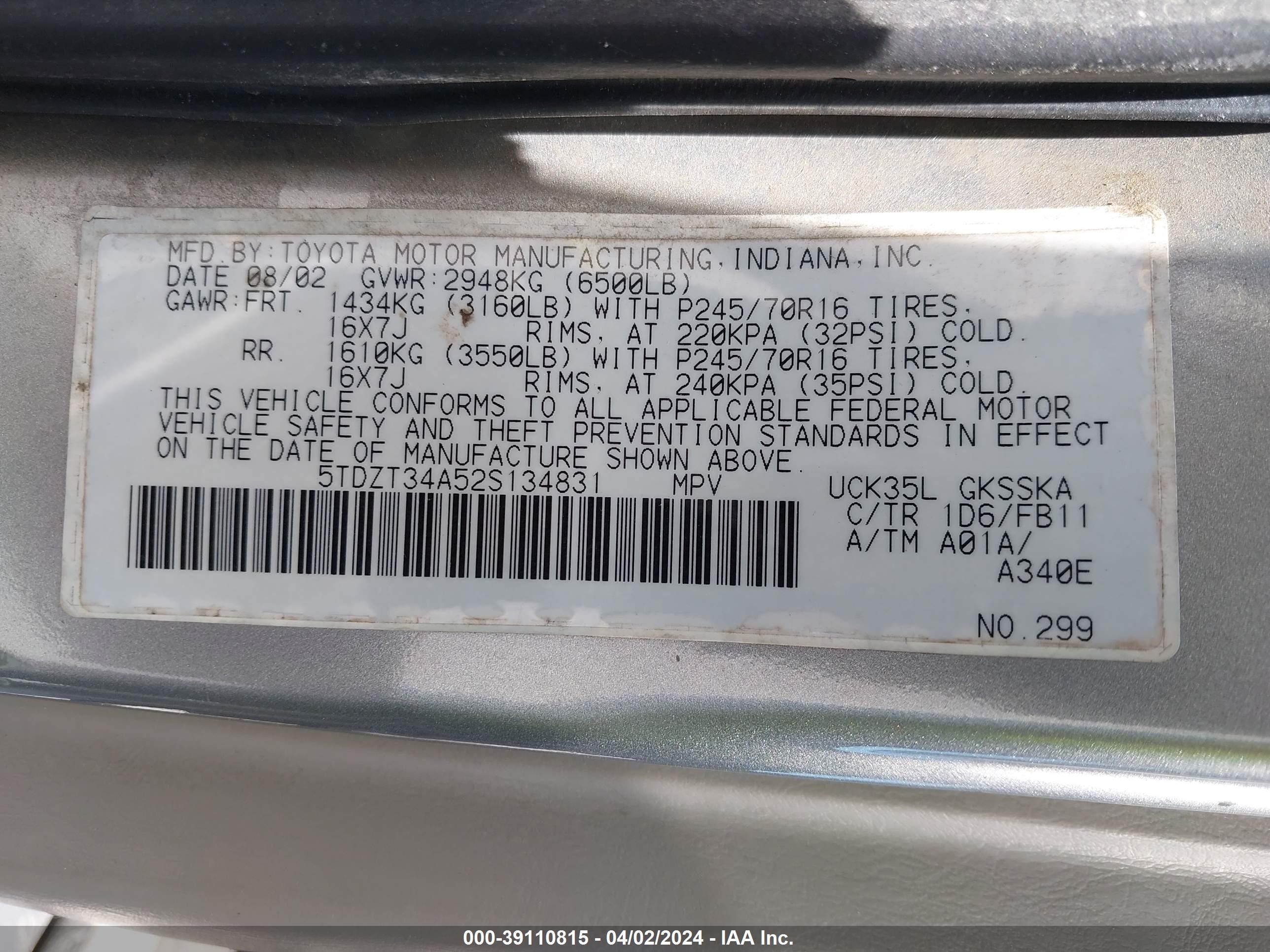 Photo 8 VIN: 5TDZT34A52S134831 - TOYOTA SEQUOIA 