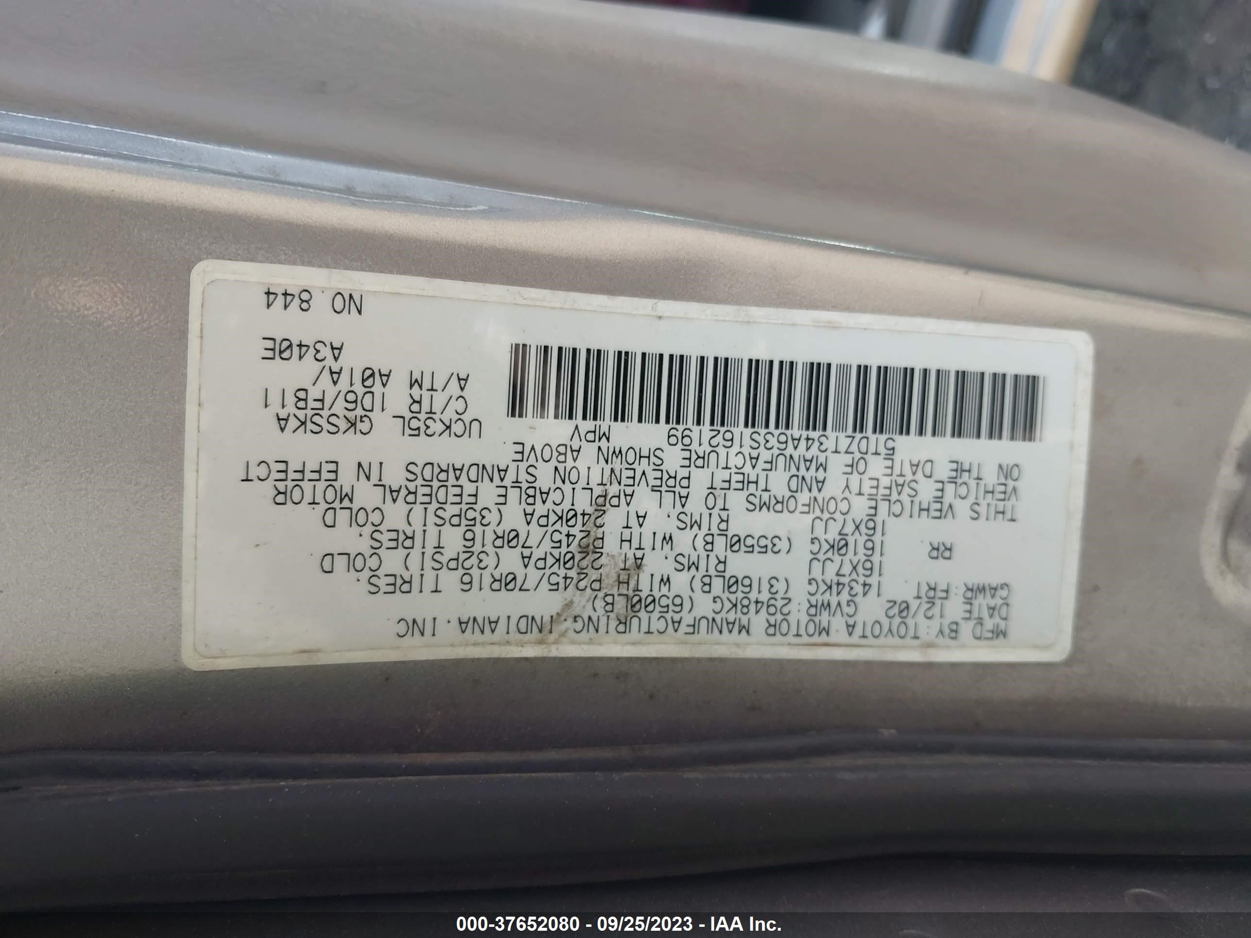 Photo 8 VIN: 5TDZT34A63S162199 - TOYOTA SEQUOIA 