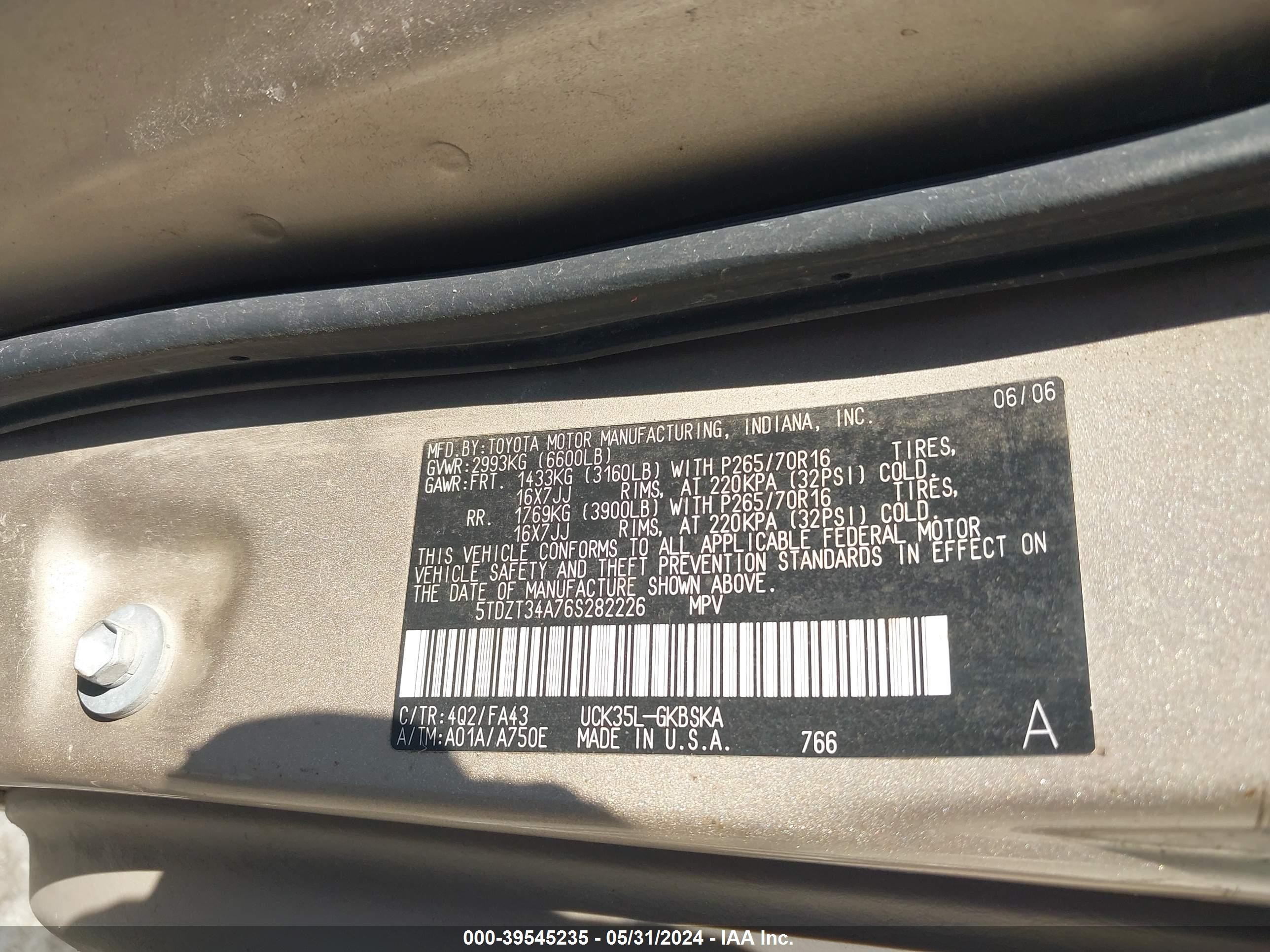 Photo 8 VIN: 5TDZT34A76S282226 - TOYOTA SEQUOIA 