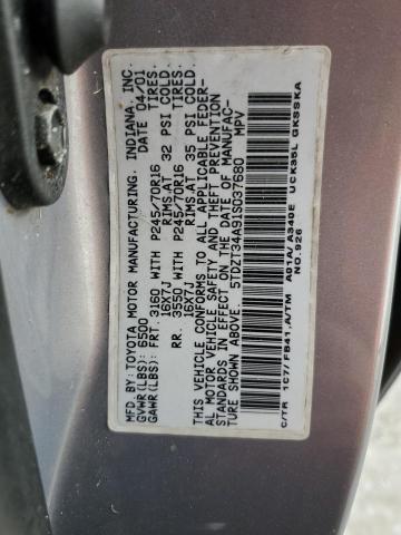 Photo 12 VIN: 5TDZT34A91S037680 - TOYOTA SEQUOIA SR 