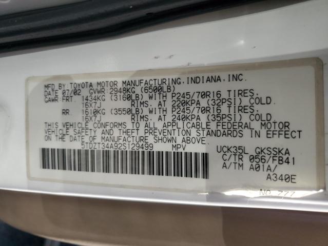 Photo 12 VIN: 5TDZT34A92S129499 - TOYOTA SEQUOIA SR 