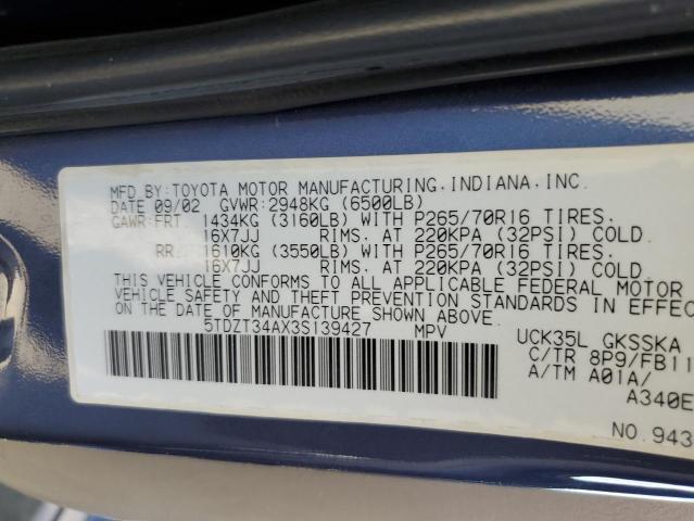 Photo 12 VIN: 5TDZT34AX3S139427 - TOYOTA SEQUOIA SR 