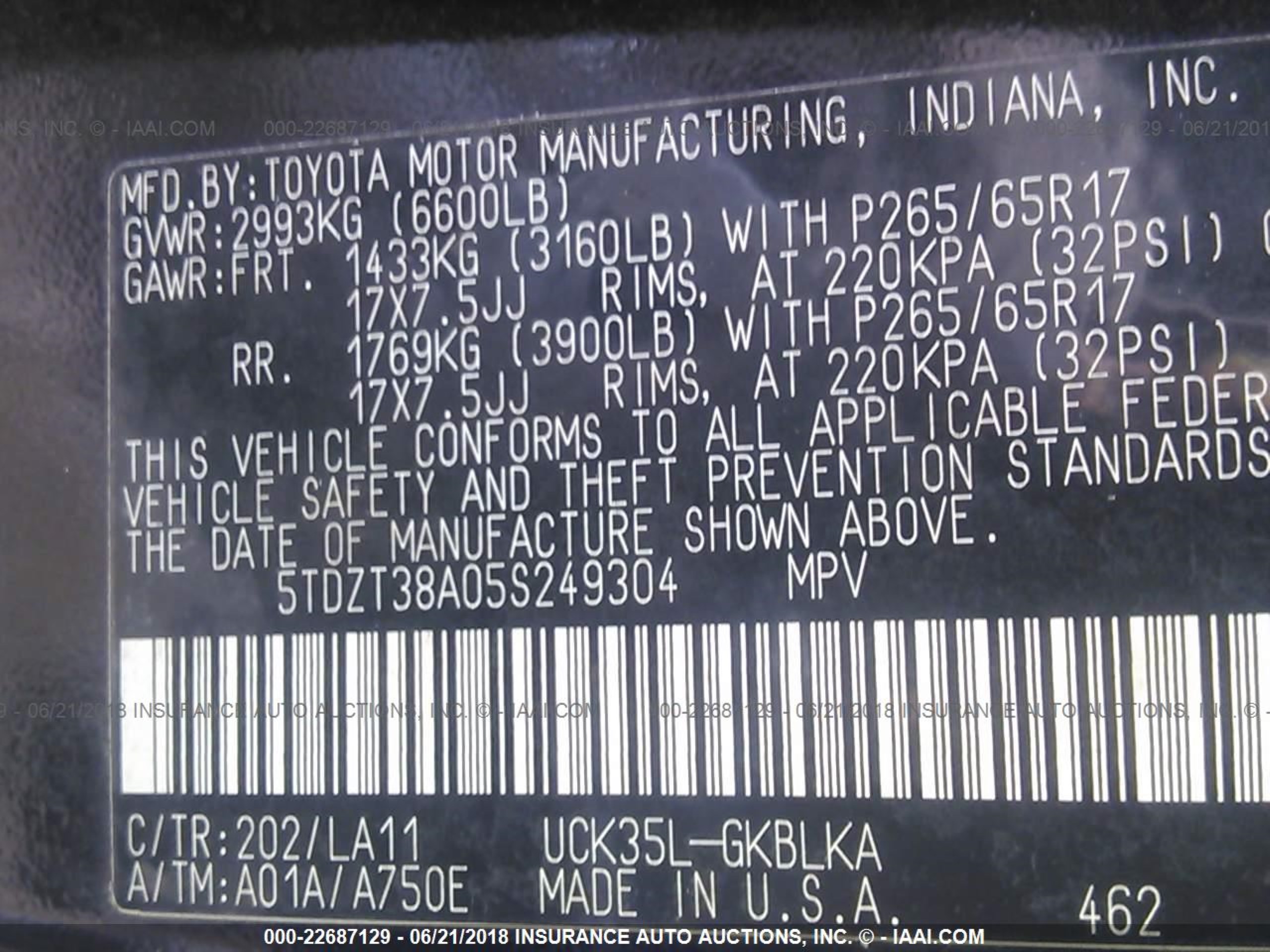 Photo 8 VIN: 5TDZT38A05S249304 - TOYOTA SEQUOIA 