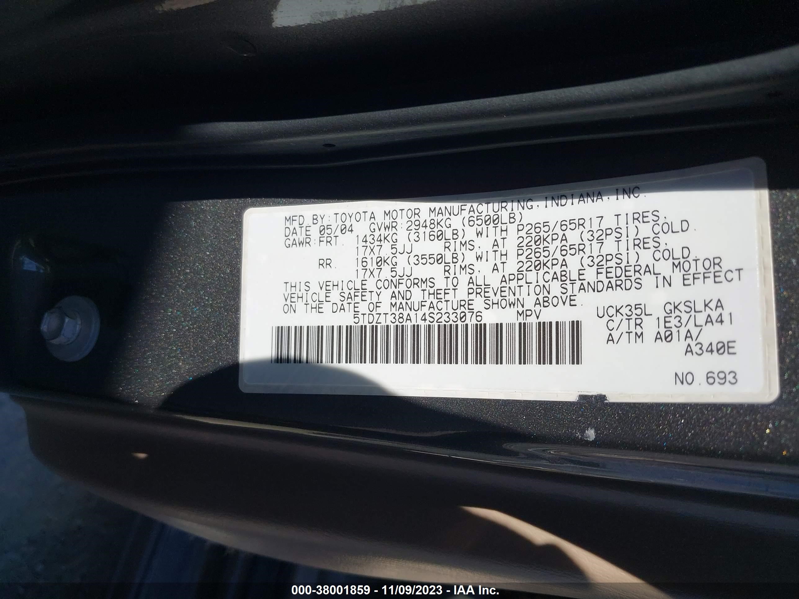 Photo 8 VIN: 5TDZT38A14S233076 - TOYOTA SEQUOIA 